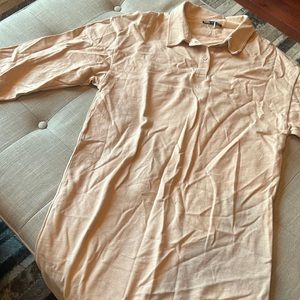 Zara Creme Collared Cotton‎ Long Sleeve Dress